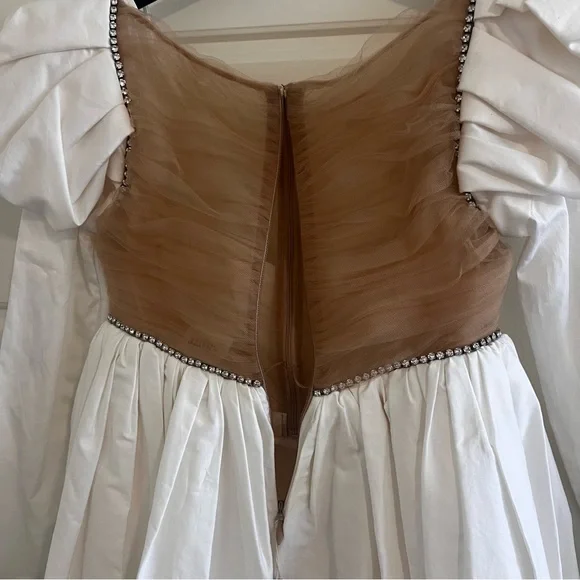 KHAITE Tracy crystal-embellished ruched tulle and cotton-sateen dress SIZE 2 - Picture 7 of 15